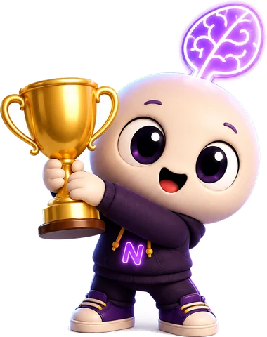 Nova, AI 101 Champion, holding the golden trophy